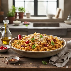 Kalte Ricotta-Tomatensoße  mit Kichererbsenpasta