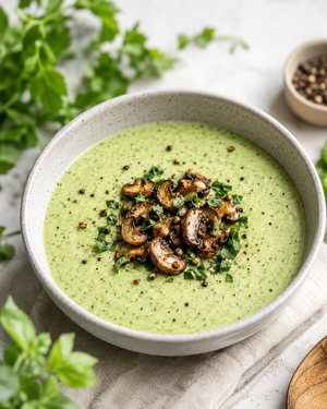 Kalte Gurken-Kräuter-Suppe mit knusprigem Topping – das perfekte Sommerrezept